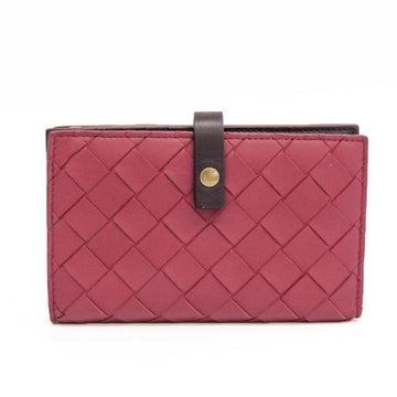 BOTTEGA VENETA Intrecciato Women's Leather Middle Wallet [bi-fold] Pink Red,Purple