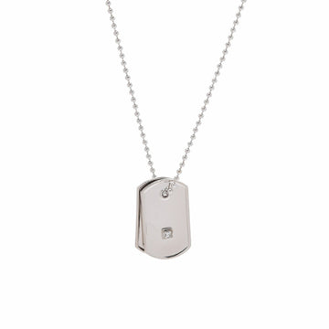 Gucci 2P diamond dock tag unisex K18WG necklace