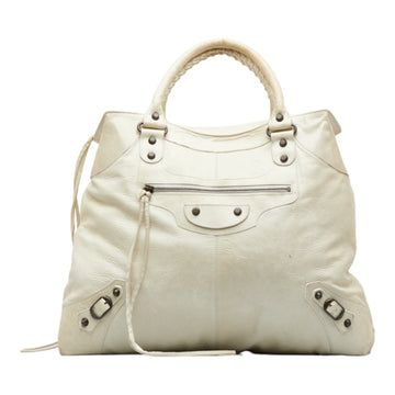 BALENCIAGA Classic Handbag Tote Bag 173036 Beige Leather Ladies