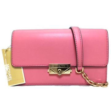 MICHAEL KORS Chain Shoulder Clutch Bag Pink Leather Ladies 35R3G0EC60