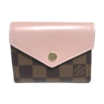 LOUIS VUITTON Portefeuil Zoe Damier Coin Purse with Card Case N60167  Rose Ballerine Trifold Wallet LV