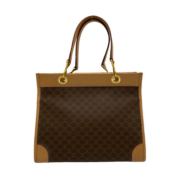CELINE Vintage Macadam Blason Leather Genuine Handbag Mini Tote Bag Brown