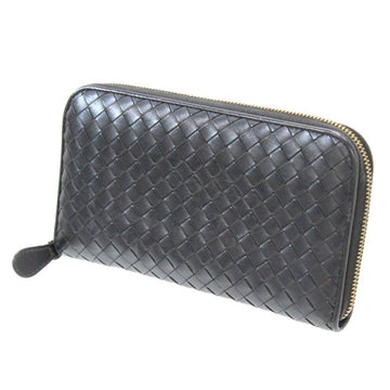 BOTTEGA VENETA Round Long Wallet Intrecciato Black Leather s01211989B