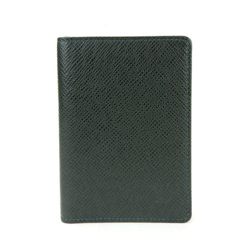 LOUIS VUITTON Card Case Pass Porto 2 Cult Vertical M30494 Taiga Epicea Green Leather Accessories Men Women holder leather