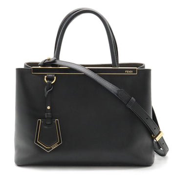 FENDI 2JOURS Handbag Shoulder Bag Leather Black 8BH250