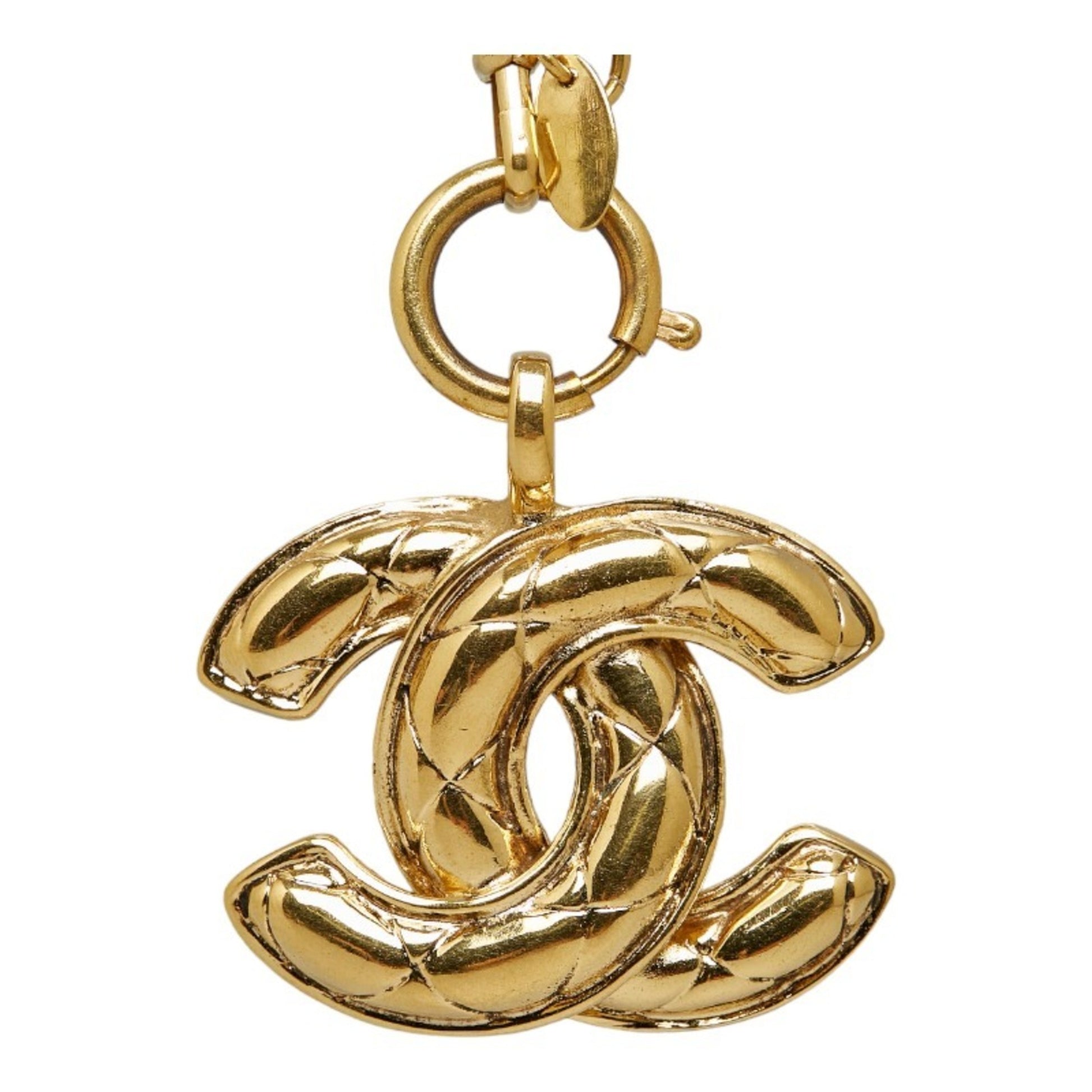 CHANEL Matelasse Coco Mark Necklace Gold Plated Men's