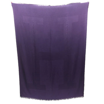 HERMES H pattern stole shawl cashmere silk wool purple