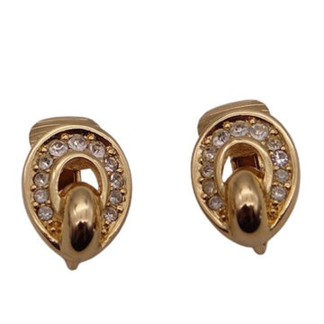 CHRISTIAN DIOR Dior Earrings Women's Brand Round Transparent Stone Gold