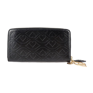 SEE BY CHLOE  BISOU long wallet 9P7713-P280 leather black gold metal fittings lip heart motif round zipper