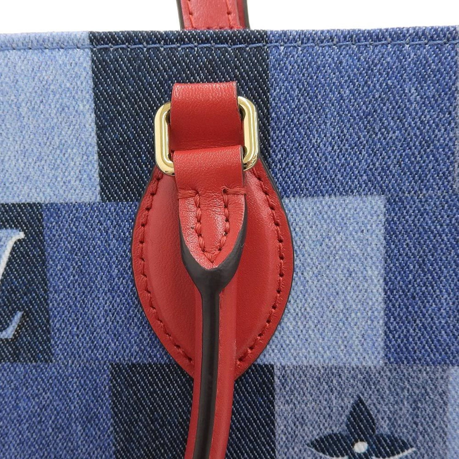 Louis Vuitton Monogram Denim On The Go GM 2Way Bag Blue Red M44992