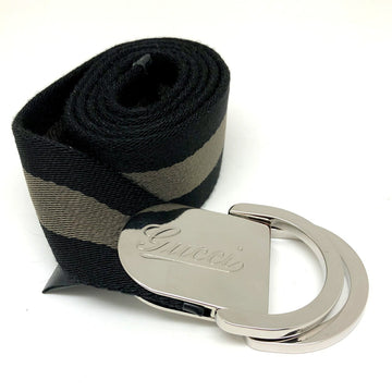 GUCCI Belt 189812 Black Khaki Canvas Leather ITBC4TAI157P