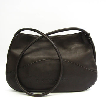 DELVAUX Women's Leather Shoulder Bag Dark Brown