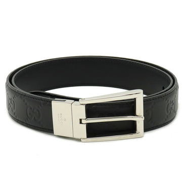 GUCCI sima GG Belt Reversible Square Buckle Leather Black #85 523306