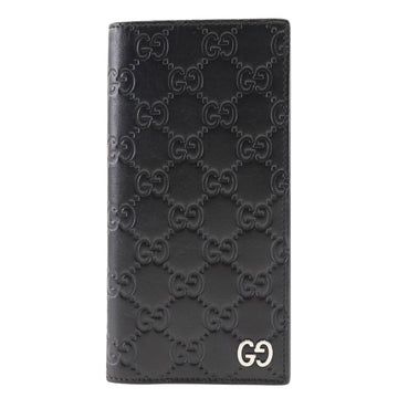 GUCCI GG Billfold 473920 Shima Leather Made in Italy Black Open Men's