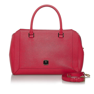 MCM Handbag Shoulder Bag Pink Leather Ladies