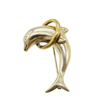 TIFFANY Dolphin Silver 925 K18YG Gold Brooch
