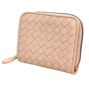 BOTTEGA VENETA Intrecciato Nappa Leather Folding Wallet Light Pink Women's