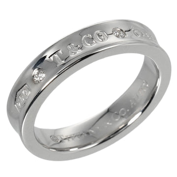 TIFFANY 1837 Ring Size 7.5 2P Diamond 5.75g K18 WG White Gold &Co.