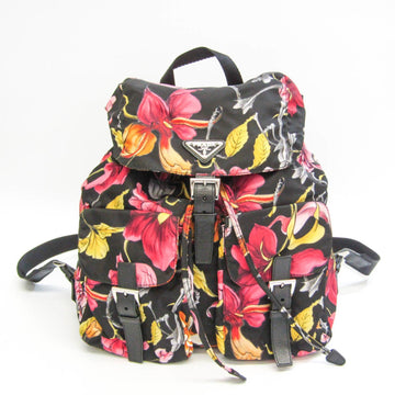 Prada TESSUTO STAMPAT 1BZ811 Women's Nylon Backpack Black,Multi-color