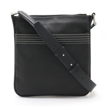 LOEWE Repeat Anagram Shoulder Bag Embossed PVC Leather Black