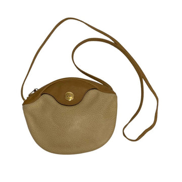 CHRISTIAN DIOR Vintage Logo Hardware Leather Mini Shoulder Bag Pochette Beige Brown