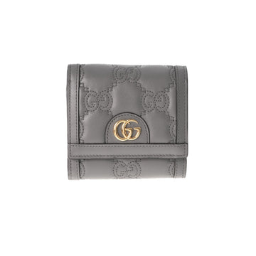 Gucci Card Case GG Matelasse Gray 723799 Women's Quilted Leather Bifold Wallet