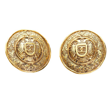 Chanel Cambon Line Coco Mark Earrings Gold Plating Women's