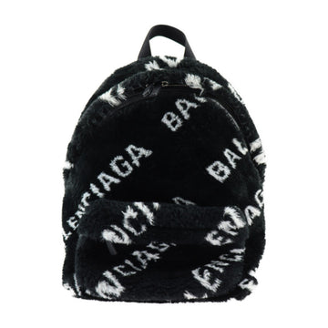 BALENCIAGA Everyday Backpack/Daypack 552379 Faux Fur Black White Silver Hardware Backpack