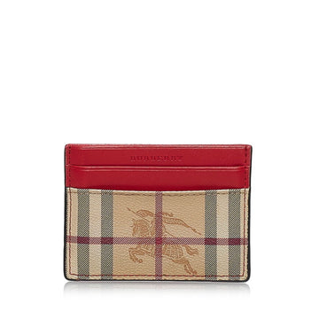 Burberry Nova Check Shadow Horse Card Case Brown Red PVC Leather Ladies BURBERRY