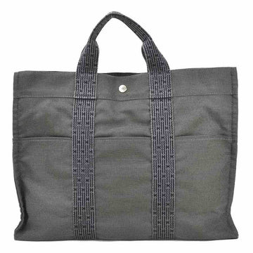HERMES handbag tote bag Yale line canvas dark gray silver unisex