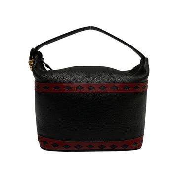 SAINT LAURENT Yves  YSL Logo Hardware Leather Genuine Cutout Handbag Mini Tote Bag Black
