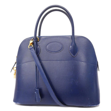 HERMES handbag Bolide 31 A engraved box calf blue ladies