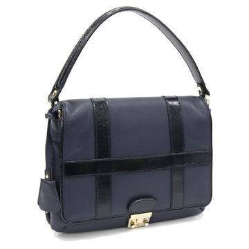 J&M DAVIDSON Handbag Navy Black Leather One Hand Bicolor Ladies