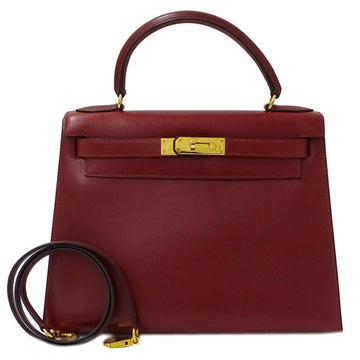 Hermes Kelly 28 Calf Bordeaux Bag Women's Handbag Shoulder 2way  Y engraved