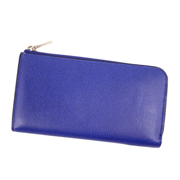 VALEXTRA wallet money clip L-shaped leather men's blue
