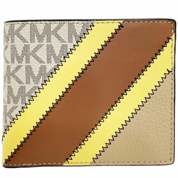 MICHAEL KORS Wallet Cooper Signature Billfold W Coin Pocket PVC Leather Yellow 36R3LCOF3U  MK Bifold Outlet COOPER