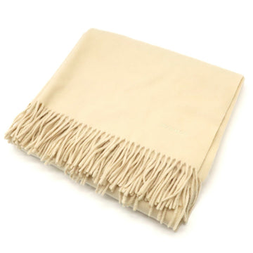 HERMES cashmere 100% muffler stole shawl embroidery beige