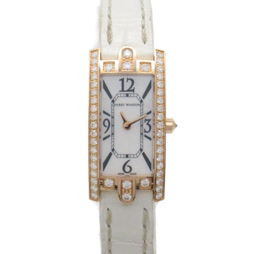 HARRY WINSTON Avenue C Mini Wrist Watch Wrist Watch AVCQHM16RR017 Quartz White White shell K18PG[Rose Gold] Leather AVCQHM16RR017