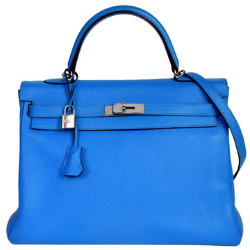 HERMES Kelly 35 Inner Stitch Mykonos Taurillon Clemence R stamped [manufactured in 2014] Handbag with strap