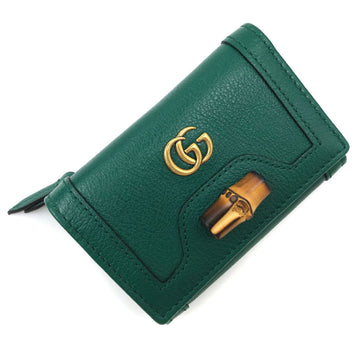 Gucci trifold wallet bamboo medium 658633 leather green ladies GUCCI