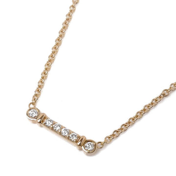TIFFANY&Co.  K18PG Pink Gold Fleur de Lis Stem Diamond Keybar Necklace 60012041 1.9g 40cm Women's