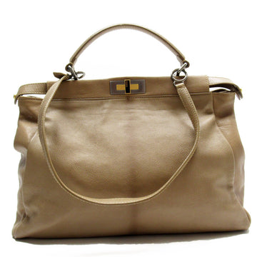 FENDI Handbag Shoulder Bag Peekaboo Large Leather Brown Beige Unisex 8BN210-HAM-119-2373