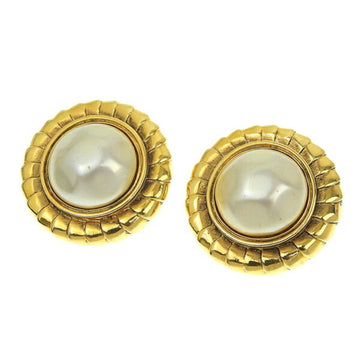 CHANEL pearl earrings gold ladies