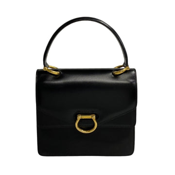 CELINE Hardware Double Flap Calf Leather Handbag Tote Bag Black 24725