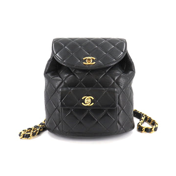 Chanel matelasse chain backpack rucksack leather black vintage gold metal fittings duma Matelasse Chain Backpack