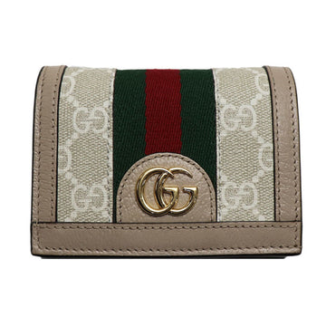 GUCCI Ophidia GG Card Case Wallet Bifold Beige 523155 UULAG 9682 Women's
