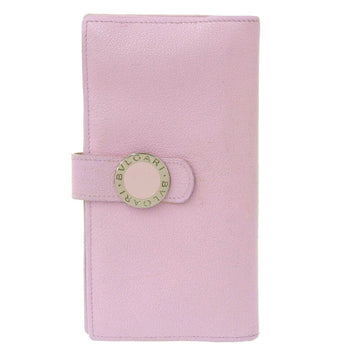 Bvlgari Logo Hook Attached Long Wallet Leather Pink