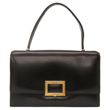 Hermes Vintage Square Hardware Box Calf Black Gold Handbag