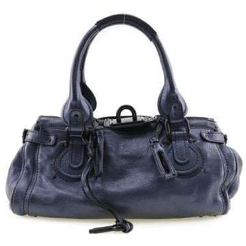 CHLOE  Paddington Shoulder Bag Calf Metallic Blue Ladies