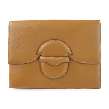 Hermes Faco Clutch Bag Couchbel Brown Series Second ???P Engraved